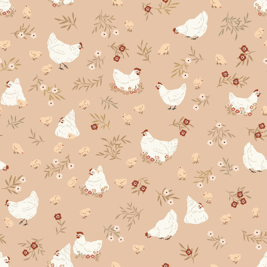 Primrose & Parsley Nesting Caramel PR26838 by Michal Marko for Poppie Cotton (sold in 25cm increments)