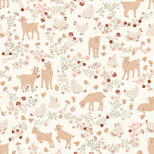 Primrose & Parsley Barnyard Babies White PR26843 by Michal Marko for Poppie Cotton (sold in 25cm increments)
