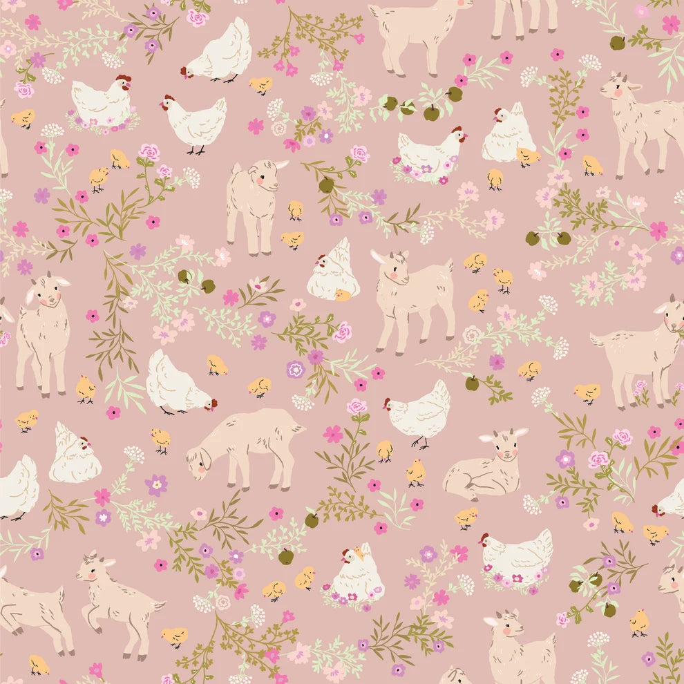 Primrose & Parsley Barnyard Babies Rose PR26845 by Michal Marko for Poppie Cotton (sold in 25cm increments)