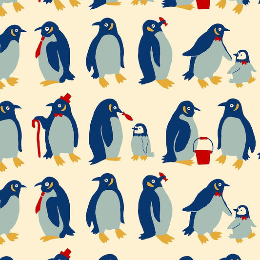 Printed Oxford Cotton Drill Penguins by Cosmo textiles (sold in 25cm increments)