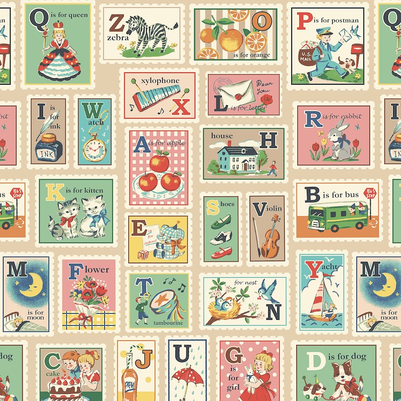 Hello Stamps Taupe 011A by Cosmo Textiles (sold in 25cm increments)