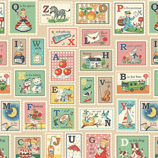 Hello Stamps Taupe 011A by Cosmo Textiles (sold in 25cm increments)