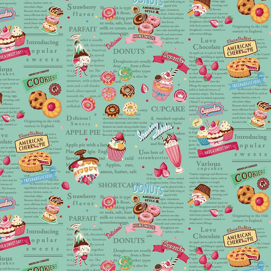 Hello Sweets Green 012D by Cosmo Textiles (sold in 25cm increments)