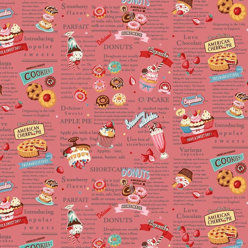 Hello Sweets Red 012E by Cosmo Textiles (sold in 25cm increments)