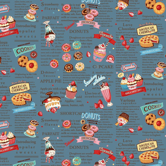 Hello Sweets Navy 012F by Cosmo Textiles (sold in 25cm increments)