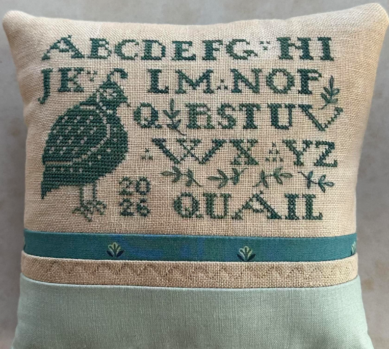 Quail Sampler Cross Stitch Pattern Heart in Hand