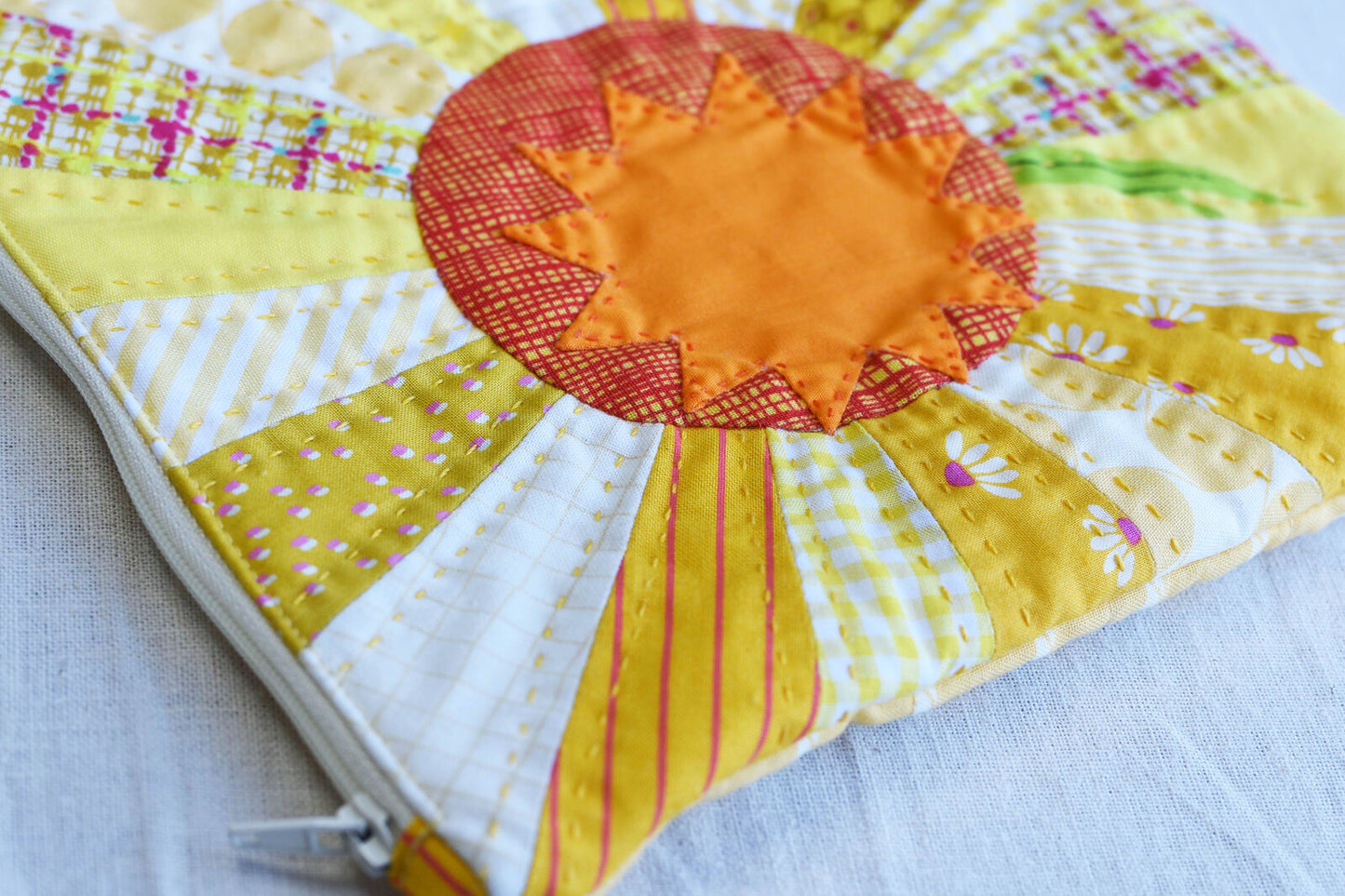 Quippy Zippy Pouch Pattern and templates- Follow the Sun by Jen Kingwell