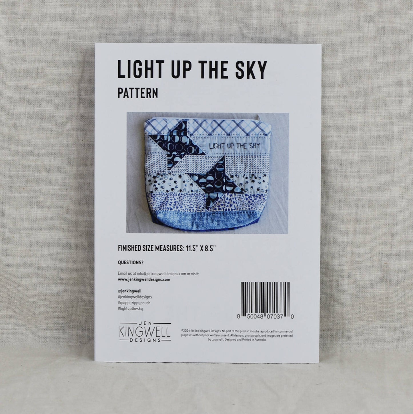 Quippy Zippy Pouch Pattern- Light Up the Sky by Jen Kingwell