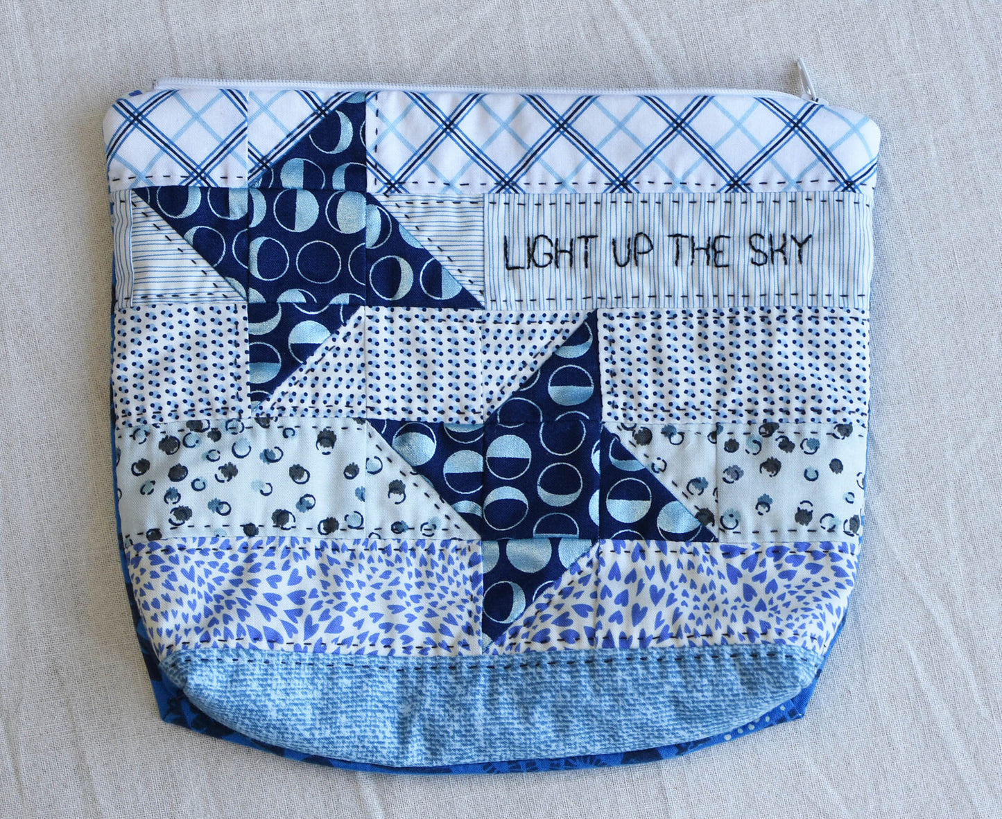 Quippy Zippy Pouch Pattern- Light Up the Sky by Jen Kingwell