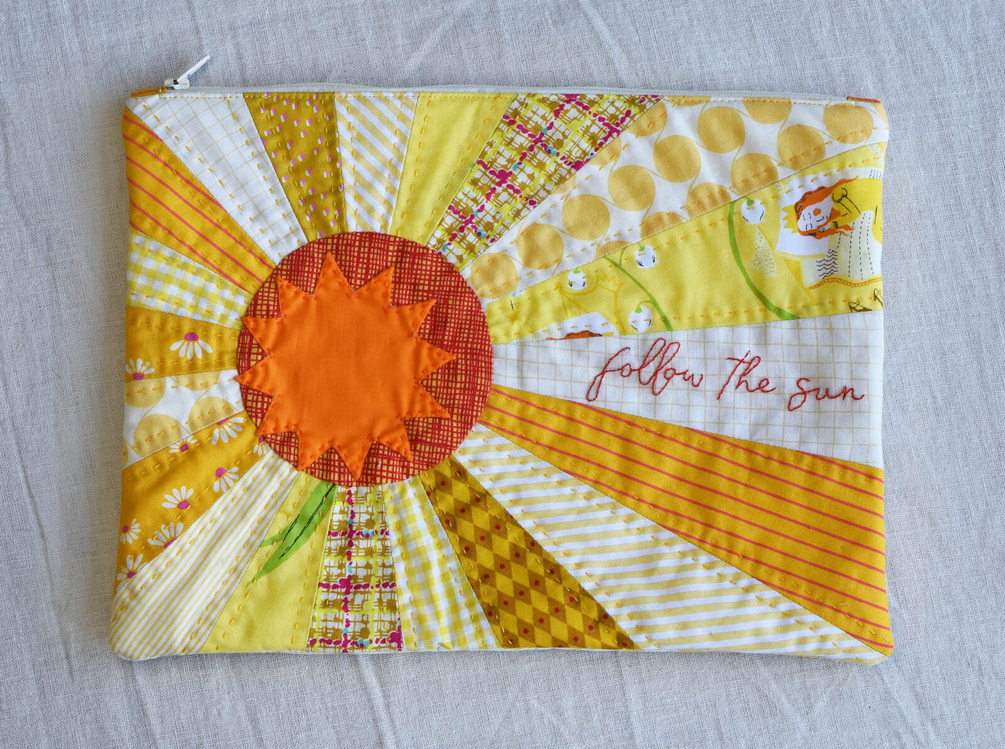 Quippy Zippy Pouch Pattern and templates- Follow the Sun by Jen Kingwell