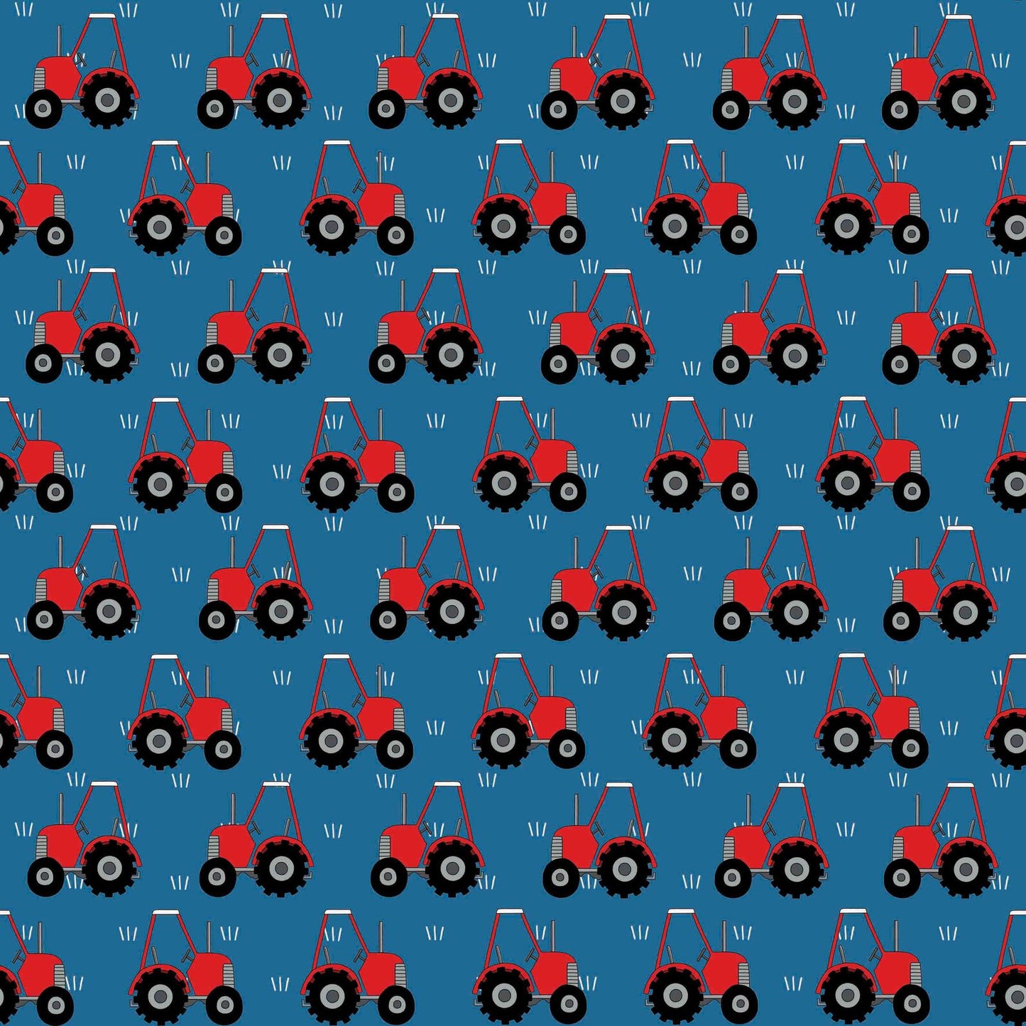 Red Tractors on Blue by Red Tractor Designs (sold in 25cm increments)