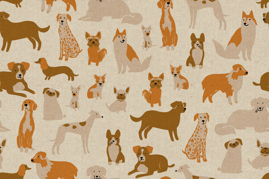 Dog Park Dog Medley Canvas by Sarah Watts for Ruby Star Society (sold in 25cm increments)