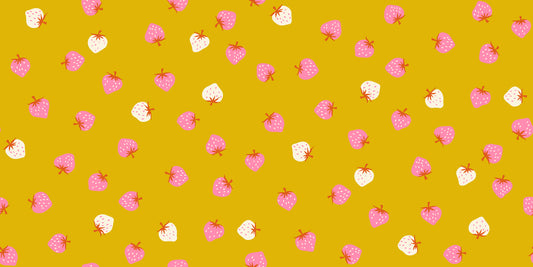 Picture Book Strawberry Toss Golden Rod RS307114 by Kimberly Kight for Ruby Star Society (sold in 25cm increments)