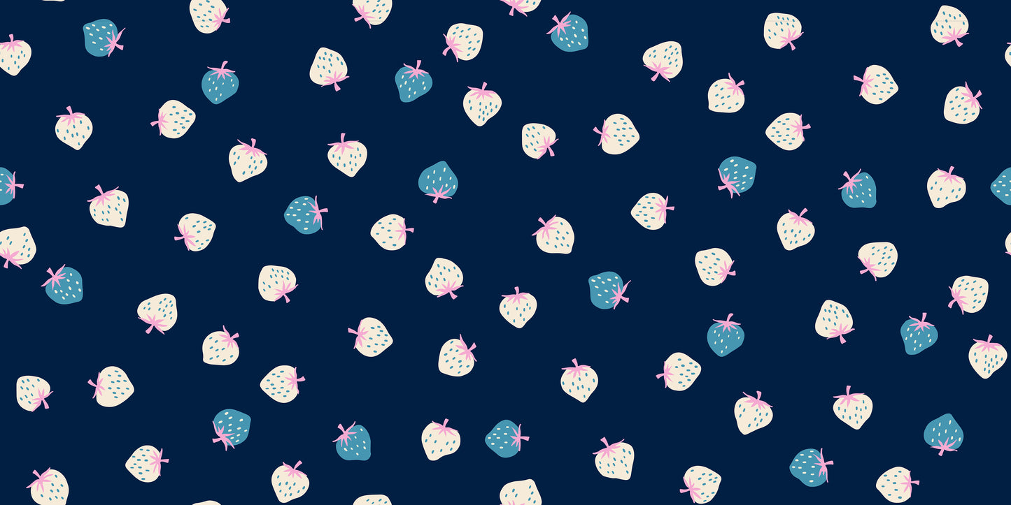 Strawberry Toss Navy RS308521 by Kimberly Kight of Ruby Star Society (sold in 25cm increments)