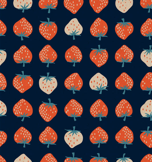 Strawberry Canvas Navy S308718L by Kimberly Kight of Ruby Star Society (sold in 25cm increments)