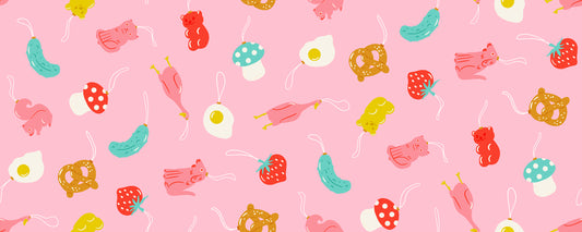 Merry Happy Find The Pickle Pink RS309711 by Kimberly Kight for Ruby Star Society (sold in 25cm increments)