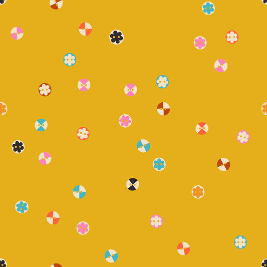 1800 Notion Buttons Golden Rod RS520813 a Collaborative Collection by Ruby Star Society (sold in 25cm increments)