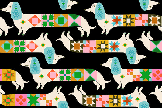 1800 Notion Quilty Dog Black RS521313 a Collaborative Collection by Ruby Star Society (sold in 25cm increments)