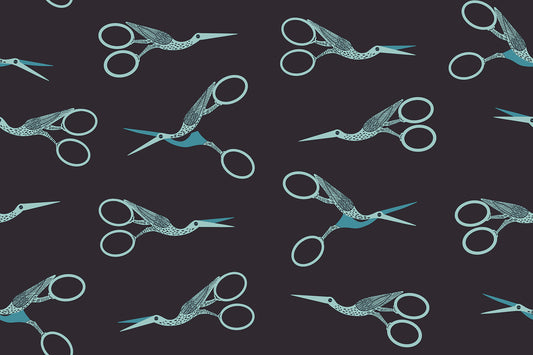 1800 Notion Stork Scissors Black RS521651 a Collaborative Collection by Ruby Star Society (sold in 25cm increments)
