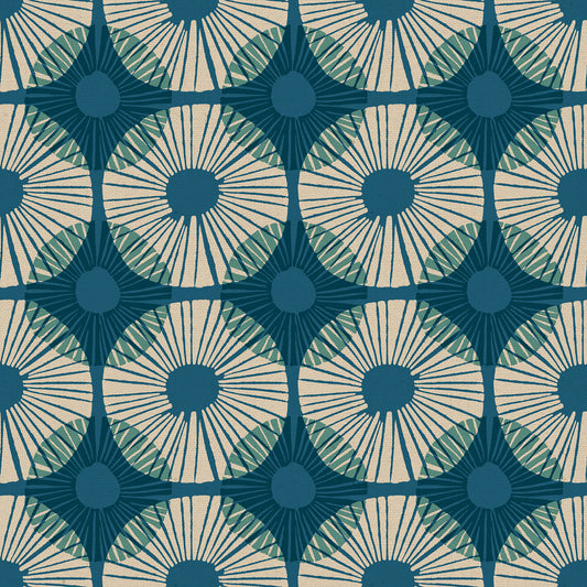 Reimagined Landscapes Super Bloom Canvas Teal RS605619L by Jen Hewett for Ruby Star Society (Sold in 25cm increments)