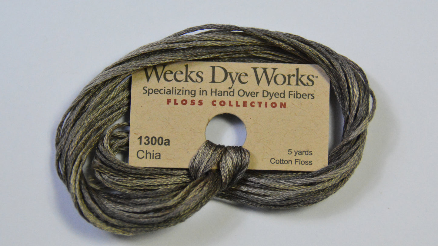 Chia 1300a Weeks Dye Works 6-Strand Hand-Dyed Embroidery Floss