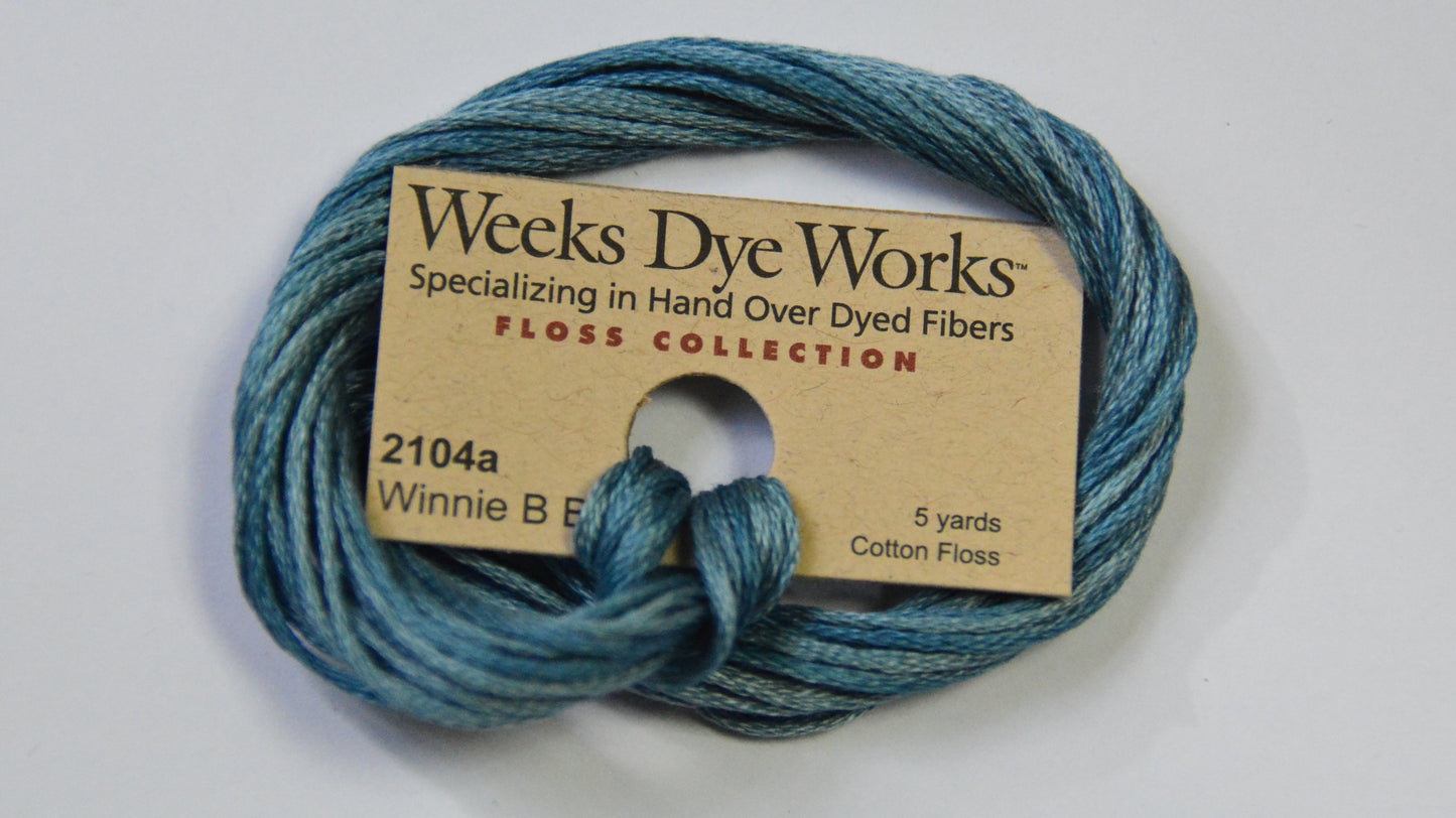 Winnie B Blue 2104a Weeks Dye Works 6-Strand Hand-Dyed Embroidery Floss