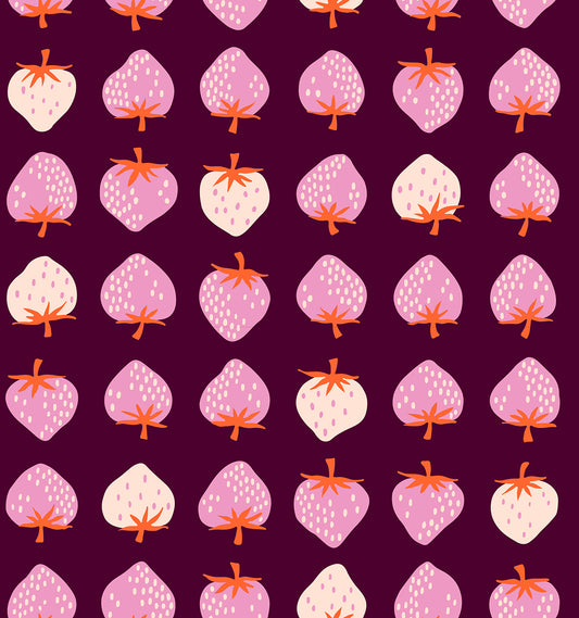 Strawberry Novelty Deep Plum RS308419 by Kimberly Kight of Ruby Star Society (sold in 25cm increments)