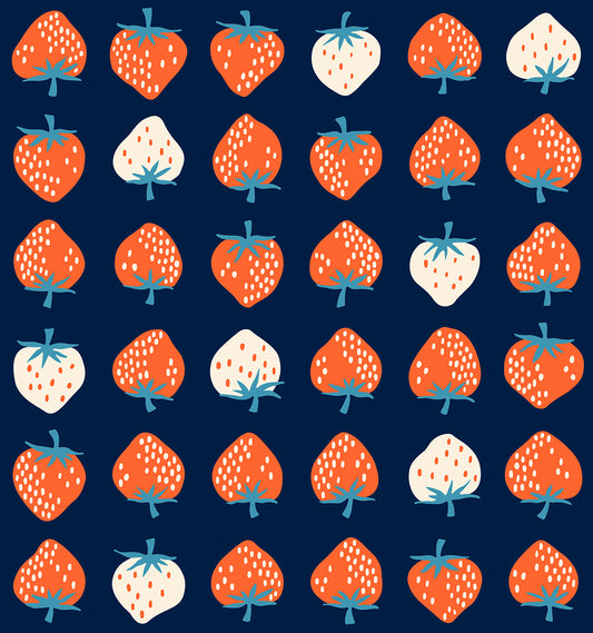 Strawberry Novelty Navy RS308423 by Kimberly Kight of Ruby Star Society (sold in 25cm increments)
