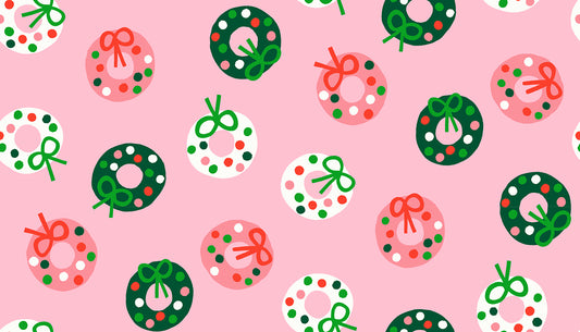 Merry Happy Wreath Pink RS309913 by Kimberly Kight for Ruby Star Society (sold in 25cm increments)