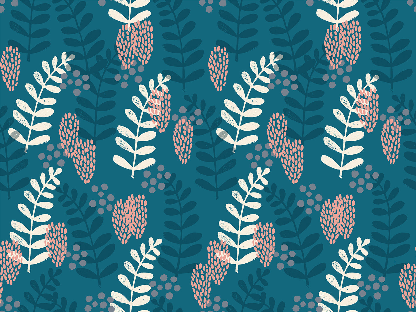 Reimagined Landscapes Fern Dell Teal RS605115 by Jen Hewett for Ruby Star Society (Sold in 25cm increments)