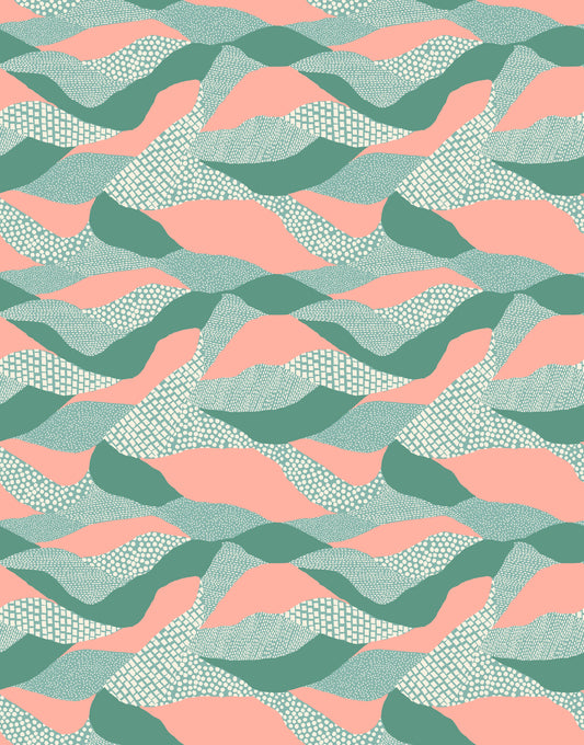 Reimagined Landscapes Lands End Teal RS605316 by Jen Hewett for Ruby Star Society (Sold in 25cm increments)