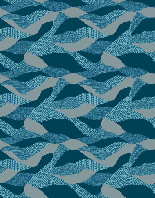 Reimagined Landscapes Lands End Teal RS605316 by Jen Hewett for Ruby Star Society (Sold in 25cm increments)