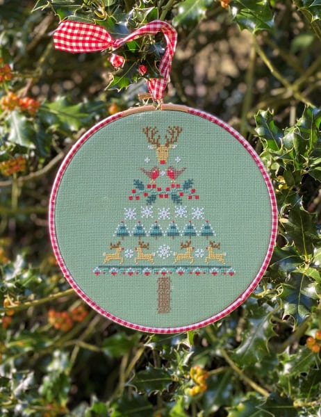 Reindeer Christmas Tree Mini Cross Stitch Kit Historical Sampler Company