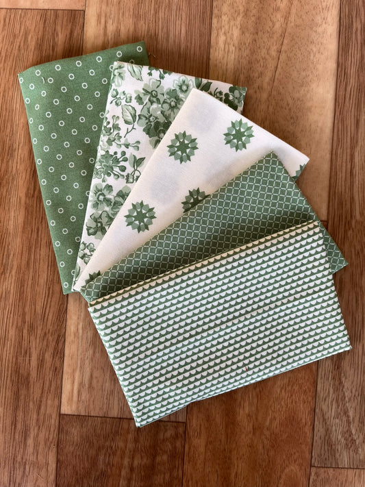 Rosemary Cottage Greens Fat Eighth Bundle by Camille Roskelley for Moda Fabrics