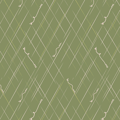 Green background with white geometric pattern