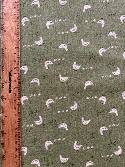 Country Diary Green Ducks SC10706-C by Handworks Fabric (sold in 25cm increments)