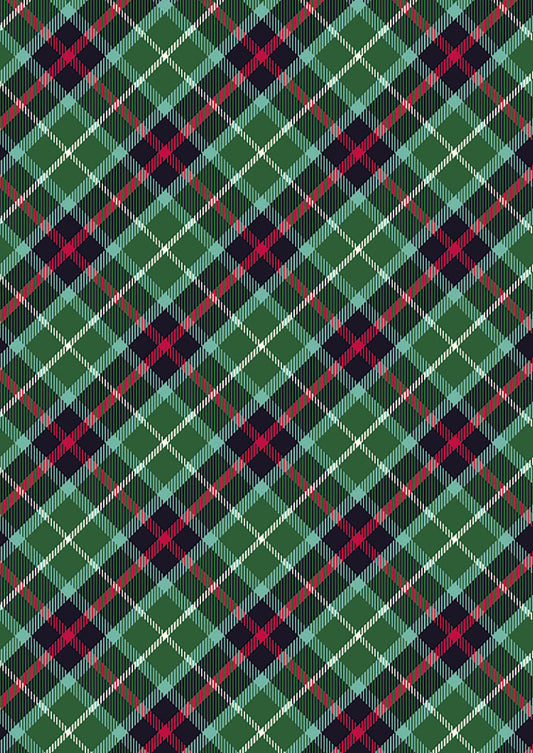 All is Bright Christmas Green Check SH28C by Stuart Hillard for Lewis & Irene Fabrics (sold in 25cm increments)