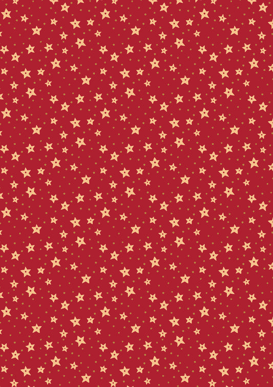 All is Bright Stars on Red SH32C by Stuart Hillard for Lewis & Irene Fabrics (sold in 25cm increments)