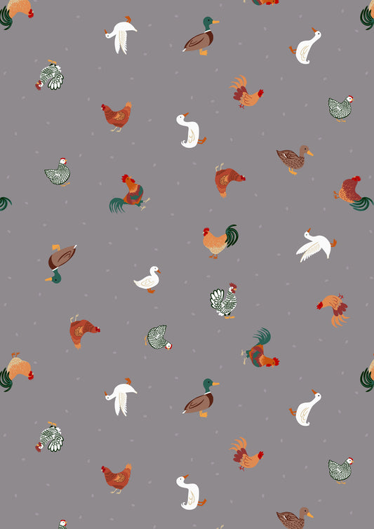 Small Things Countryside Chickens and Ducks Grey SM66.1 by Lewis and Irene