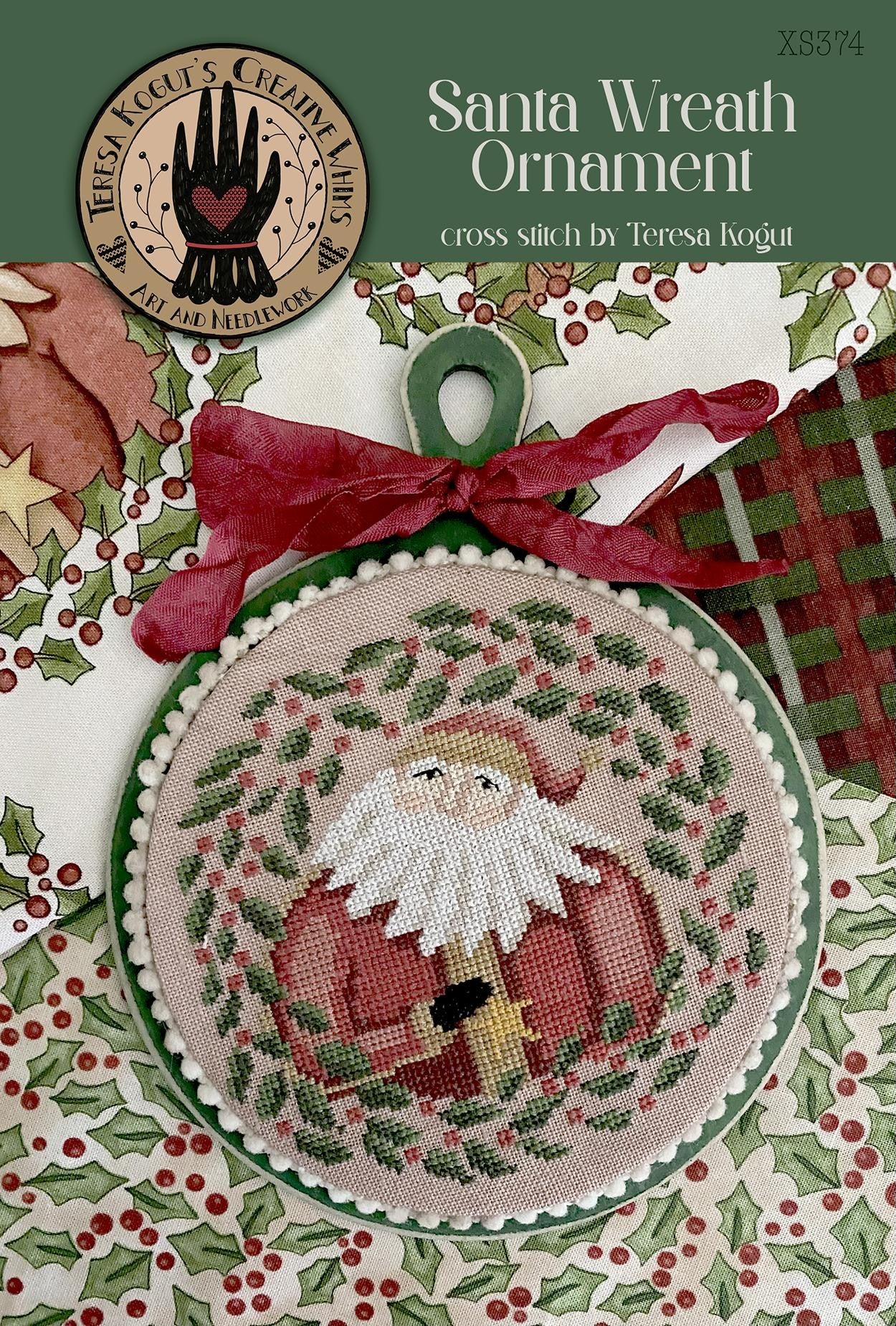Santa Wreath Ornament Cross stitch pattern by Teresa Kogut
