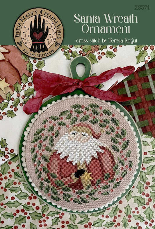 Santa Wreath Ornament Cross stitch pattern by Teresa Kogut