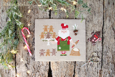 Santa and the Gingerbreads Cross Stitch Pattern by Madame Chantilly
