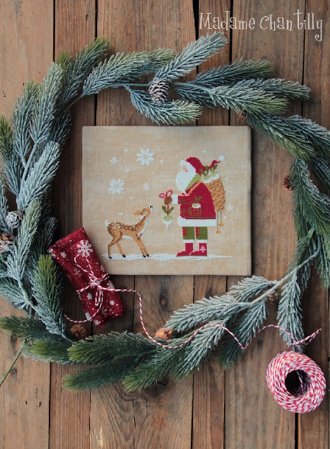 Santa & The Fawn Cross Stitch Pattern by Madame Chantilly