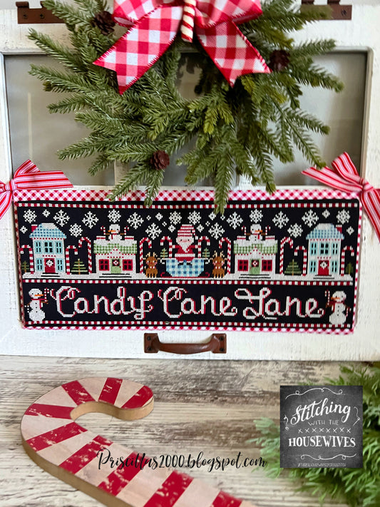 Santa's Candy Cane Lane Cross Stitch Pattern by Stitching with the Housewives