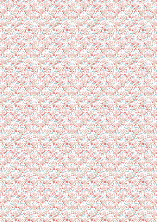 Seas The Day Fancy Shells Linen and Pink L2B by Lewis & Irene (sold in 25cm increments)