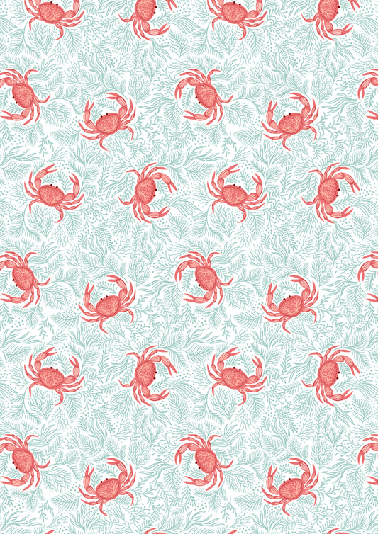 Seas The Day Crabs on Seaweed L5A by Lewis & Irene (sold in 25cm increments)