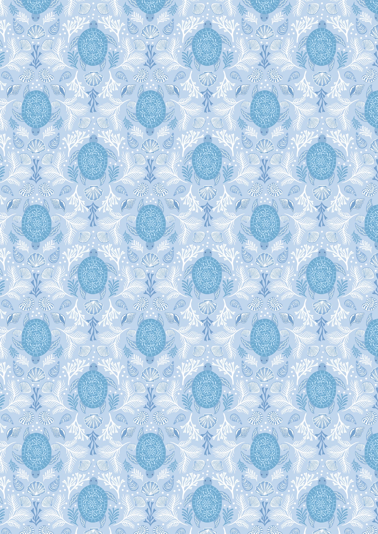 Seas The Day Mirrored Turtle Blue L6A by Lewis & Irene (sold in 25cm increments)
