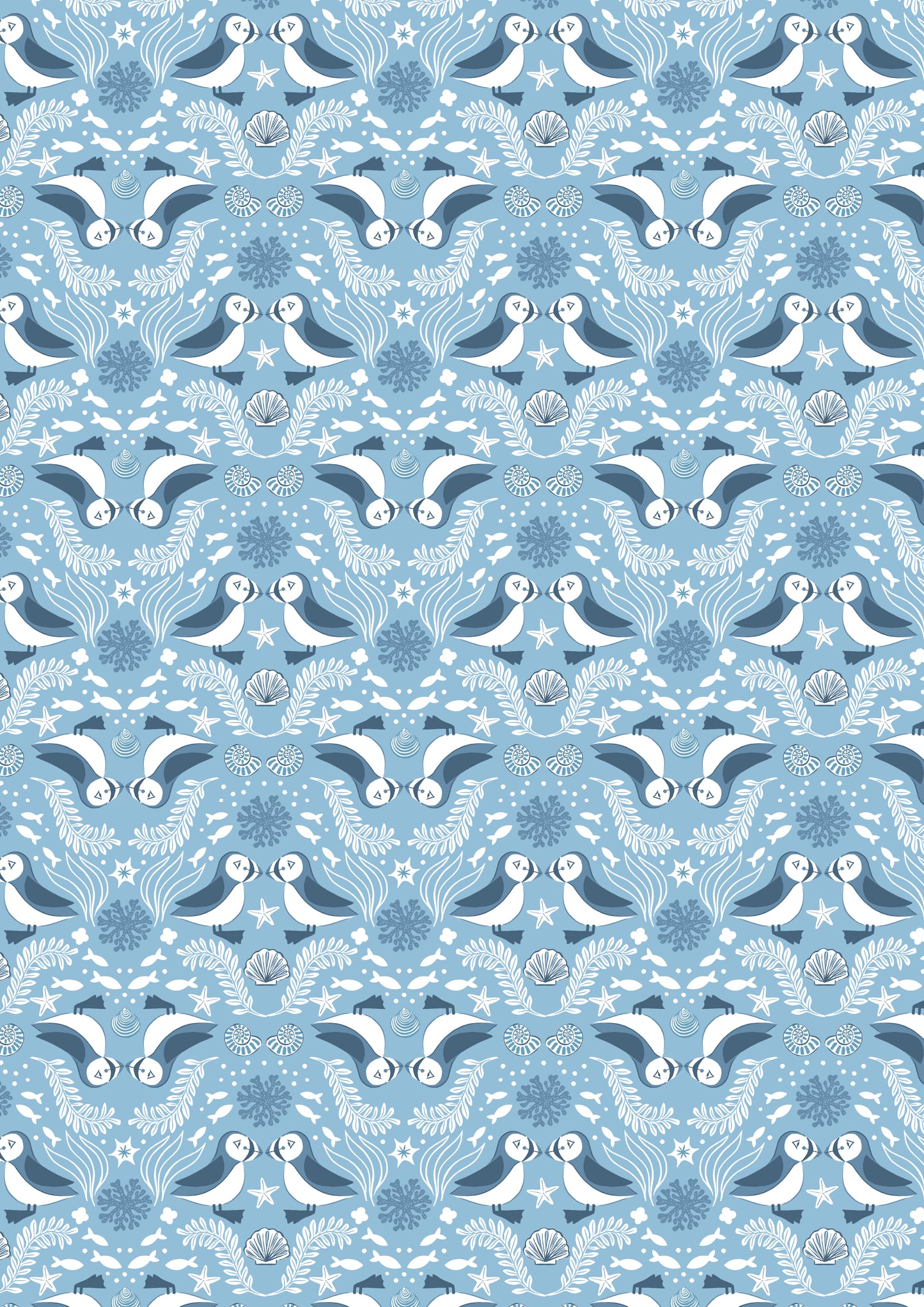 Seas The Day Mirrored Puffin L6C by Lewis & Irene (sold in 25cm increments)