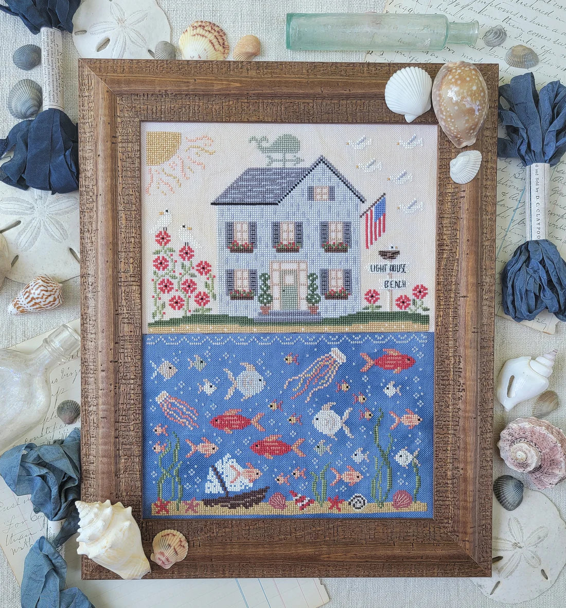 Seaside Cross Stitch Pattern Hello from Liz Mathews