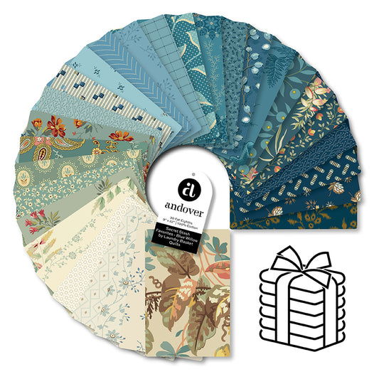 Secret Stash Favorites - Blue Willow Fat Eighth Bundle by Laundry Basket Quilts for Andover Fabrics